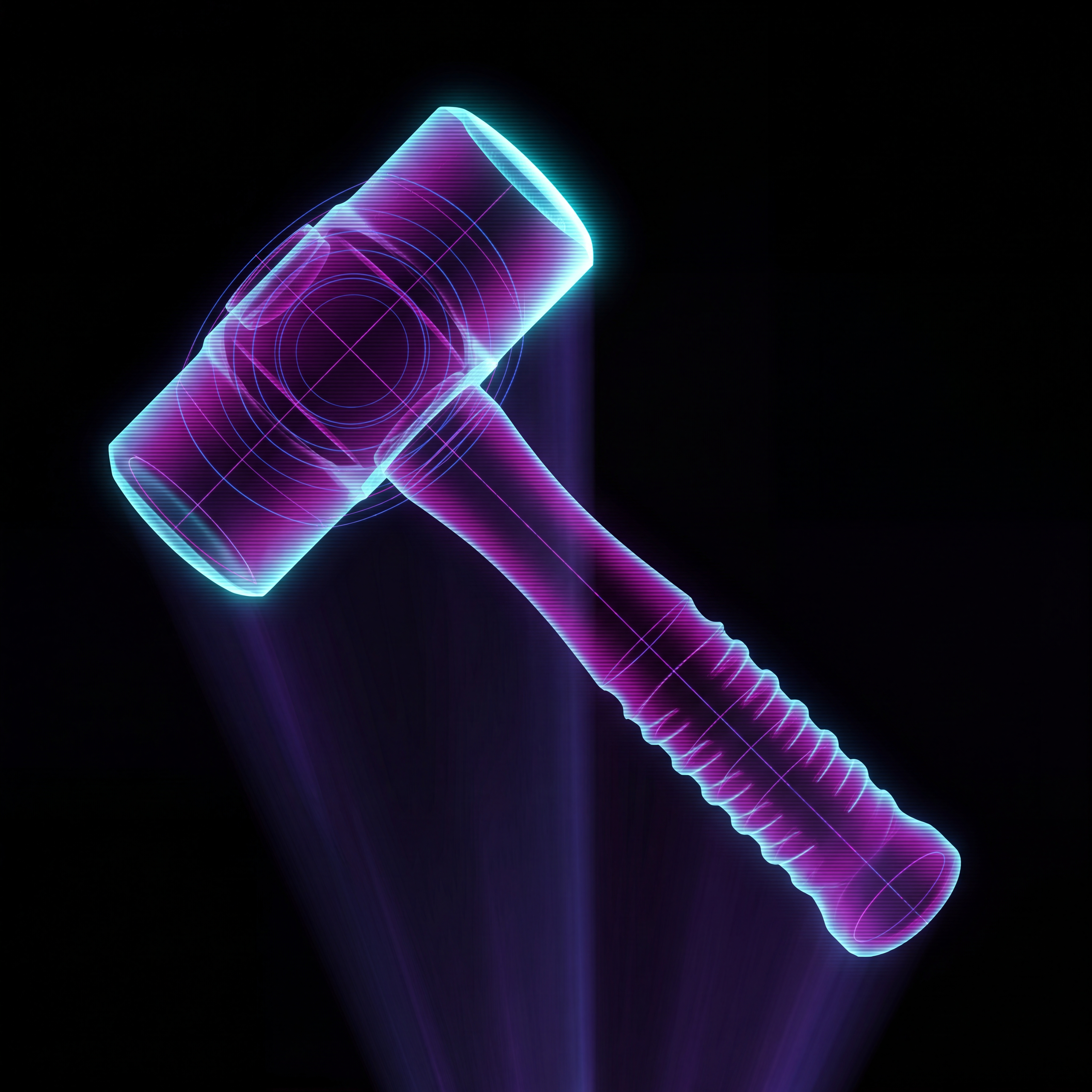 Holographic projection of a hammer representing hands-on execution